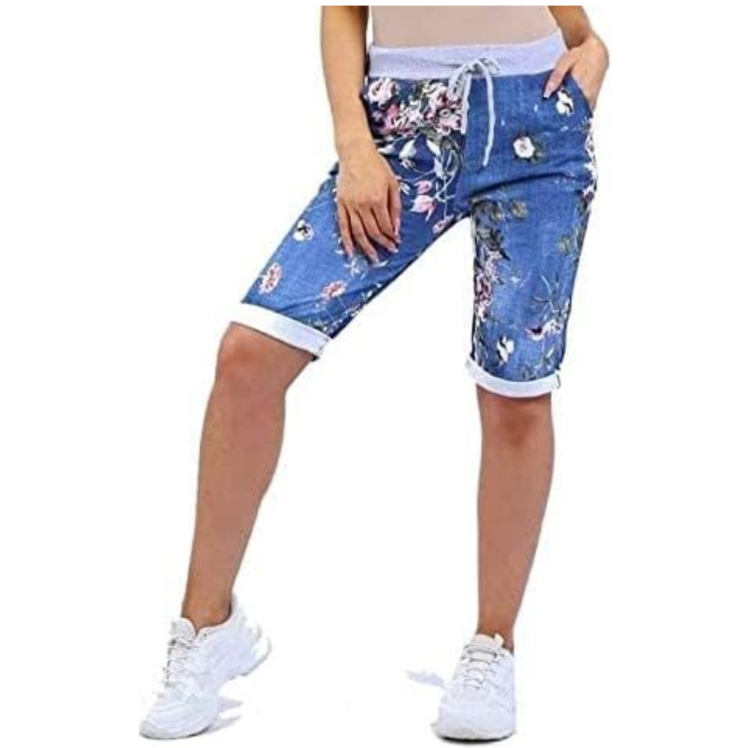 LUXE DIVA Italian Ladies Women's Turn-Up Shorts – Elastic Waist, Stylish, Comfortable Summer Wear UK Sizes 12-22 – Casual Fit Daily