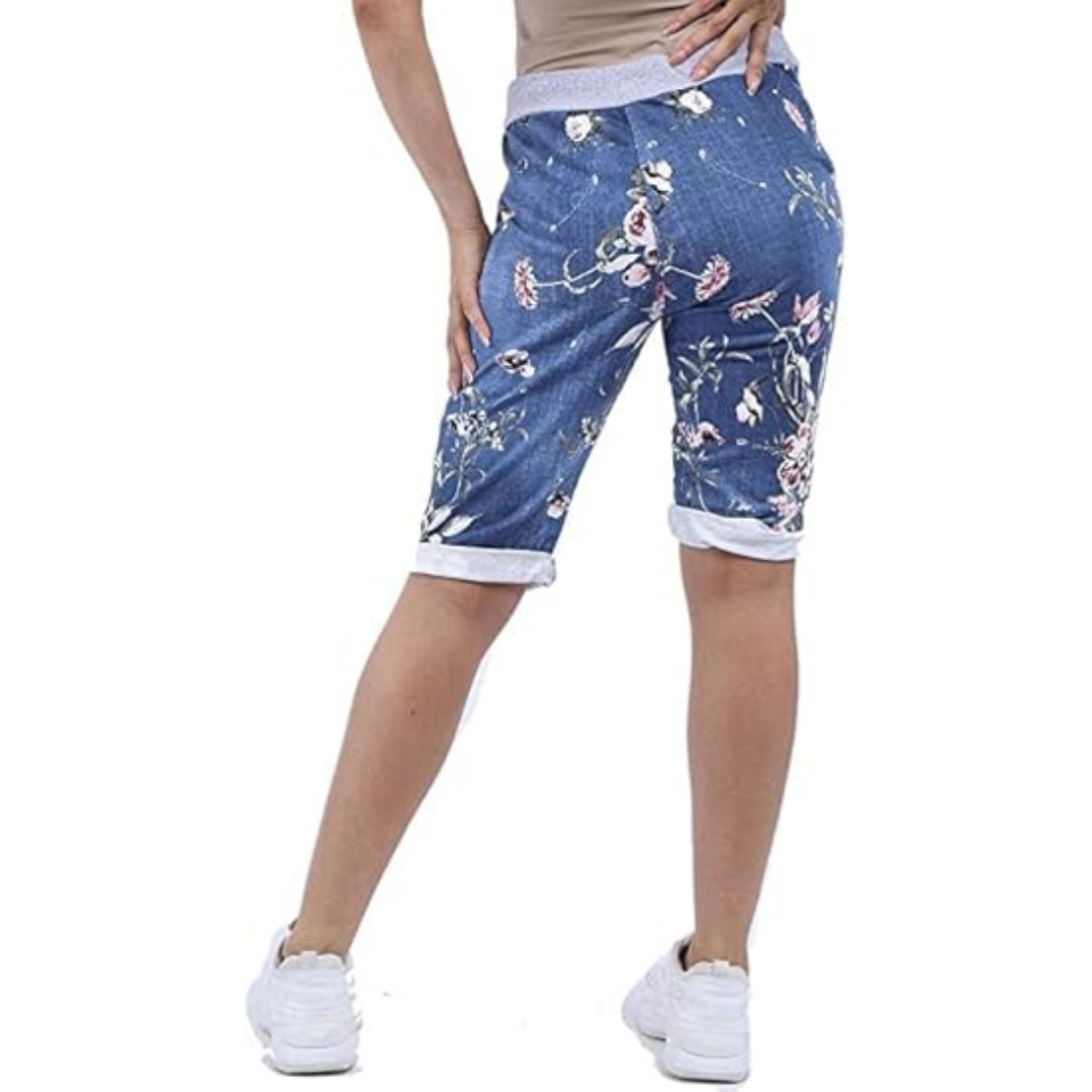 LUXE DIVA Italian Ladies Women's Turn-Up Shorts – Elastic Waist, Stylish, Comfortable Summer Wear UK Sizes 12-22 – Casual Fit Daily