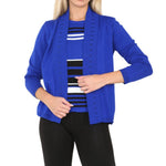 Load image into Gallery viewer, LUXE DIVA Ladies Short Sleeve New Twin Set Striped Crew Neck Knitted Cardigan Jumpers