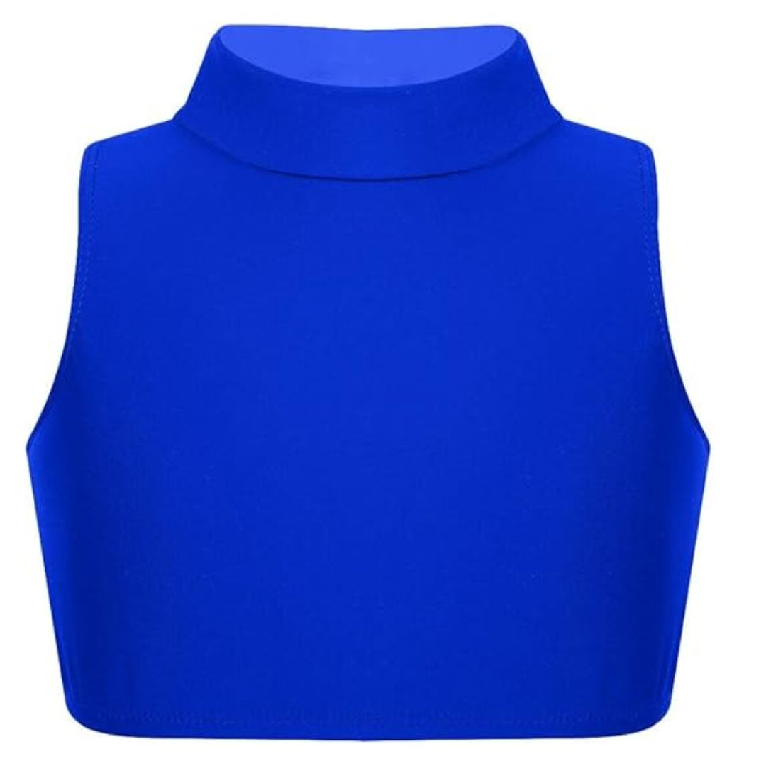LUXE DIVA Girls Gymnastics Crop Tops – Kids Sleeveless Turtle Neck Crop Top for Dance, Yoga, Sports, Running – Plain Summer Vest Activewear for Girls Ages 5-13 Years