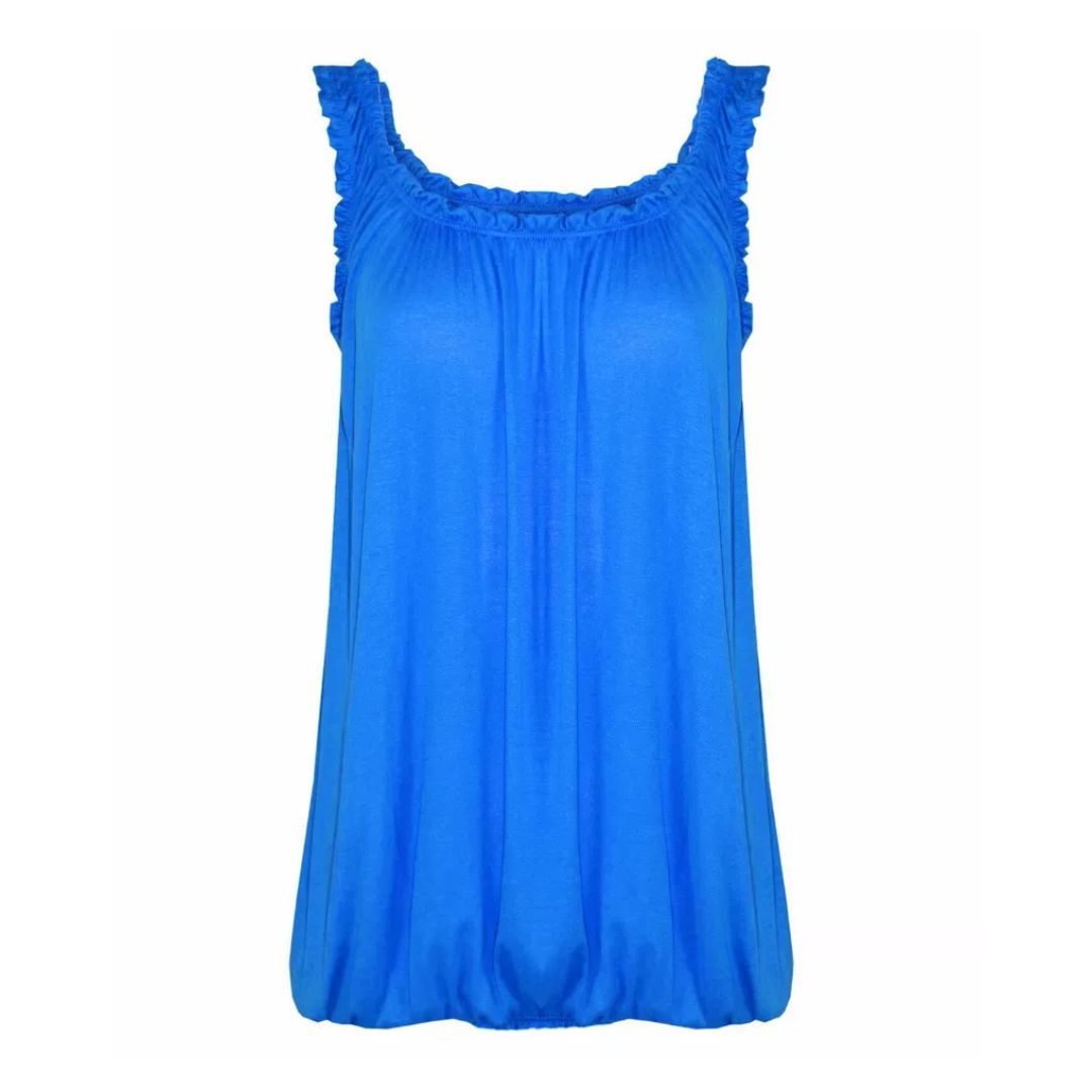 LUXE DIVA Women’s Gathered Round Scoop Neckline Swing Trim Sleeveless Plain Tank Top Wide Straps Ladies Elastic Bubble Hem Summer Camisole Baggy Vest Blouse Top