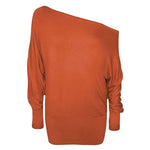 Load image into Gallery viewer, LUXE DIVA One Off-Shoulder Tops with Long Sleeves, Off Shoulder Batwing Jumper, Ladies Batwing Top in Black, Red, White Plus 21 Colors More UK