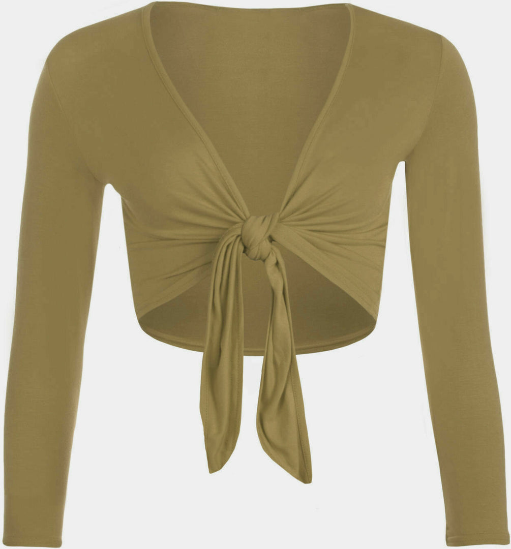 Women Tie Up Crop Shrug Wrap Bolero Ladies Cardigan Top Size