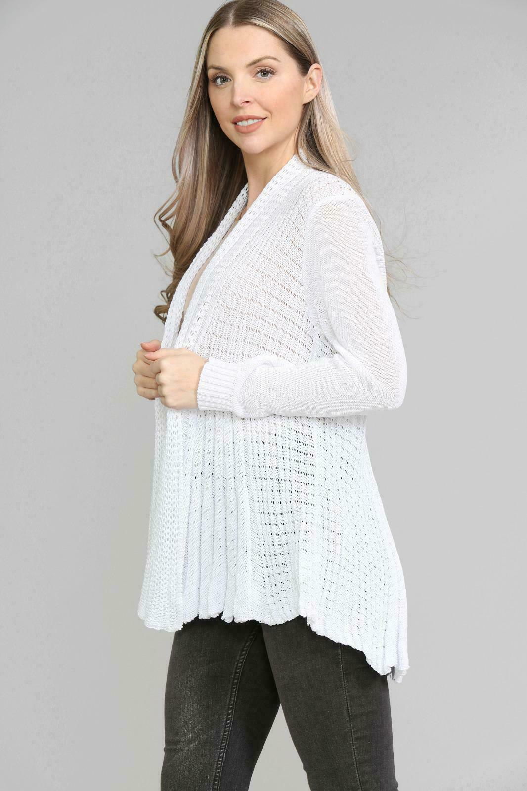 LUXE DIVA Women's Knitted Waterfall Cardigan Short Open Front