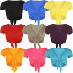 Load image into Gallery viewer, Ladies Plain Cap Short Sleeve Tie Up Front Bolero Shrug Cropped Cardigan Top