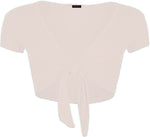 Load image into Gallery viewer, Ladies Plain Cap Short Sleeve Tie Up Front Bolero Shrug Cropped Cardigan Top