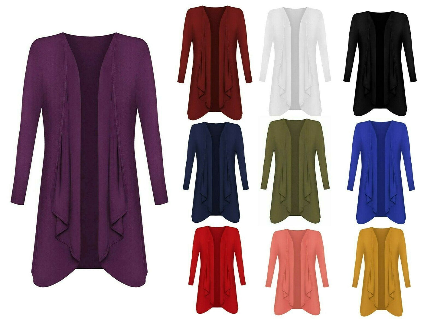 LUXE DIVA Women's Waterfall Cardigan Hanky Hem Jersey