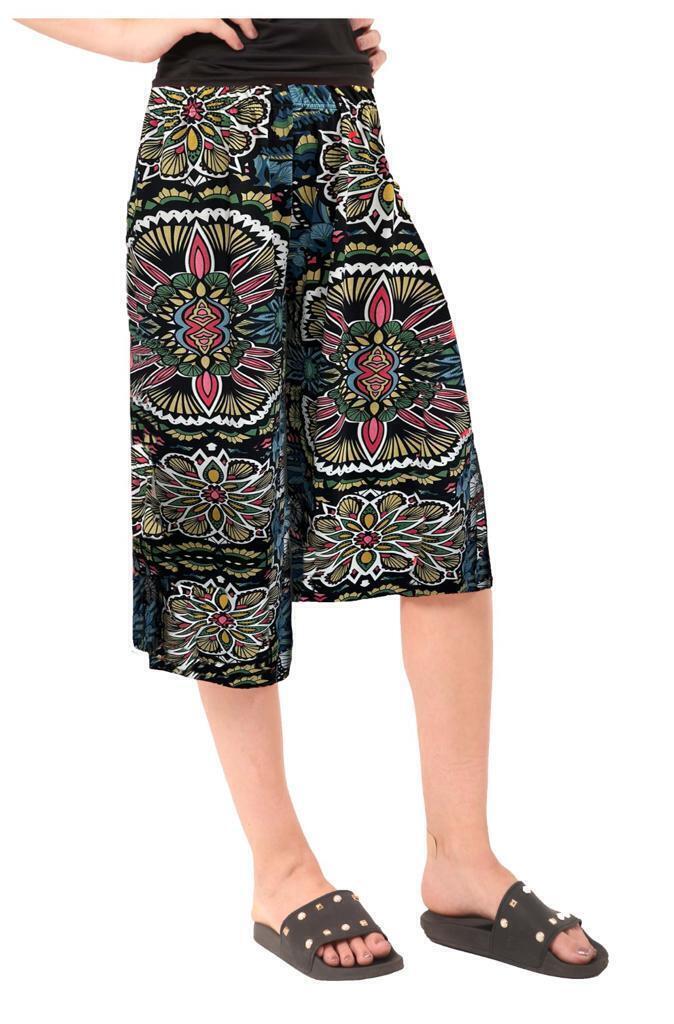 LUXE DIVA Women's Printed Palazzo Culottes 3/4 Length