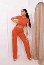 Load image into Gallery viewer, Women Ribbed Crop Loungewear Suit 2PCS Co-Ord Tracksuit
