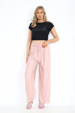 Load image into Gallery viewer, LADIES CRINKLE CHEESE CLOTH WIDE LEG PLAZZO TRS