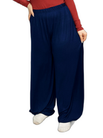Load image into Gallery viewer, Womens Ladies Plus Size Plain Palazzo Wide Leg Flared Trousers Pants UK 8 TO 26