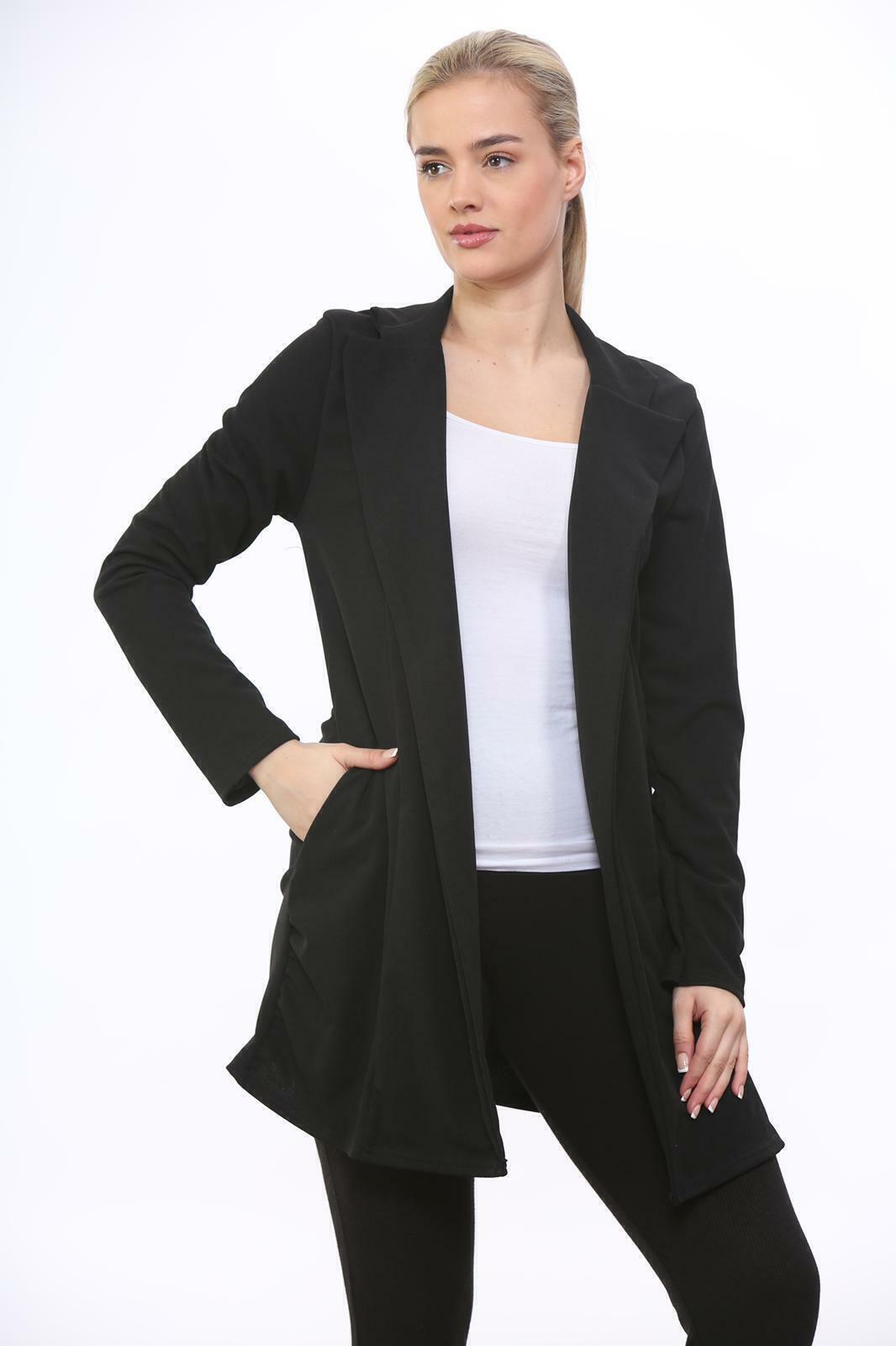 LUXE DIVA Women's Plus Size Longline Open Front Blazer