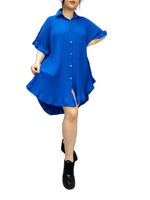Load image into Gallery viewer, Women's Shirt Dress Pleated Short Sleeve Loose Italian Buttons Plain Detail