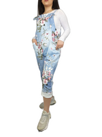 Load image into Gallery viewer, Ladies Women's Italian Lagenlook Sleeveless Cotton Front Pocket Design Dungarees