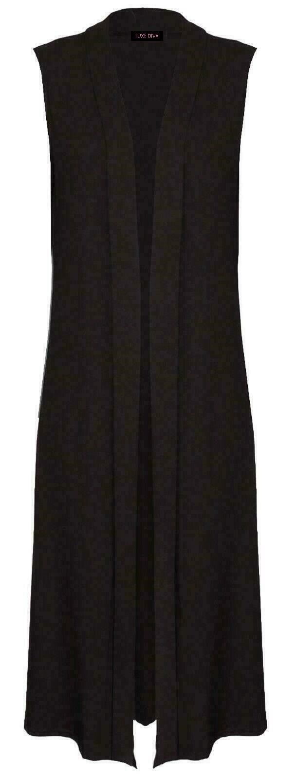 LUXE DIVA Women's Maxi Cardigan Sleeveless Longline Knit