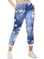 Load image into Gallery viewer, Women Joggers Italian Floral Print Trousers Casual Jogging Bottoms Ladies Pants