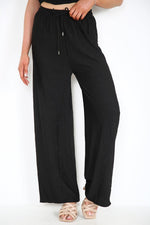 Load image into Gallery viewer, LADIES CRINKLE CHEESE CLOTH WIDE LEG PLAZZO TRS