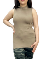 Load image into Gallery viewer, Women Turtle Neck Sleeveless Tops Bodycon Casual Shirt Jumper Top Plain Polo Neck