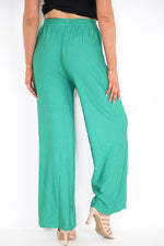 Load image into Gallery viewer, LADIES CRINKLE CHEESE CLOTH WIDE LEG PLAZZO TRS