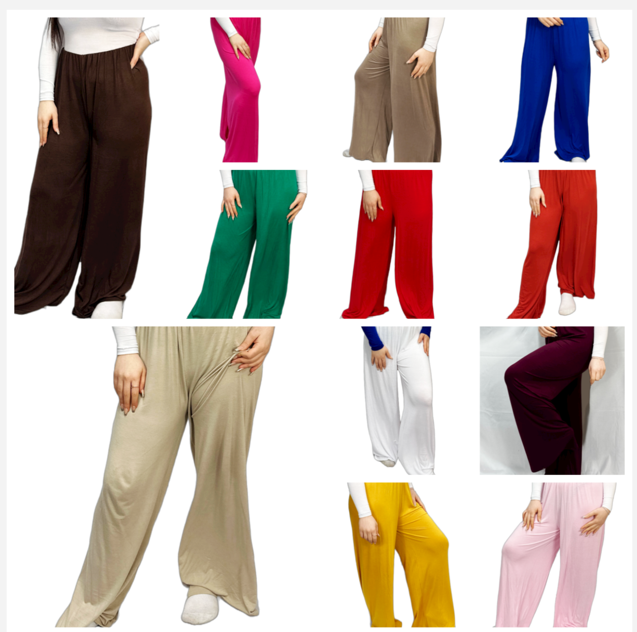 LUXE DIVA Women's Plain Palazzo Wide Leg Flared Trousers