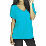 Load image into Gallery viewer, Womens T Shirt Ladies Oversized Baggy Turn Up Batwing Loose V Neck Plus Size Top