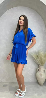 Load image into Gallery viewer, Ladies Womens Golds Button Belted Playsuit One Size8-16