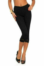 Load image into Gallery viewer, Womens Capri Soft Lace Trim Leggings Stretchy Viscose Ladies 3/4 Cropped Pants