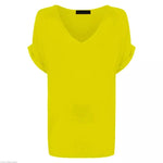 Load image into Gallery viewer, Womens T Shirt Ladies Oversized Baggy Turn Up Batwing Loose V Neck Plus Size Top