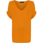 Load image into Gallery viewer, Womens T Shirt Ladies Oversized Baggy Turn Up Batwing Loose V Neck Plus Size Top