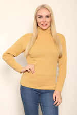 Load image into Gallery viewer, LUXE DIVA LADIES KNITTED POLO NECK JUMPER REMEL LABEL ( merry gold ) SUPER STRECH FINE KNIT POLO NECK