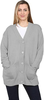 Load image into Gallery viewer, LADIES WOMENS PLAIN V NECK 5 BUTTON LONGLINE OVERSIZE LOOSE FIT KNITTED CARDIGAN