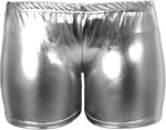 Load image into Gallery viewer, LUXE DIVA Kids Metallic Wet Look Hot Pants Womens Red Blue Shiny Halloween Summer Fancy Party Disco Wet Look Shorts