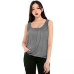 Load image into Gallery viewer, LUXE DIVA Women’s Gathered Round Scoop Neckline Swing Trim Sleeveless Plain Tank Top Wide Straps Ladies Elastic Bubble Hem Summer Camisole Baggy Vest Blouse Top