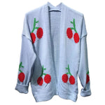 Load image into Gallery viewer, LUXE DIVA Womens Long Sleeve Cherries Print Open Front Knitted Jumper Cardigan 8-14