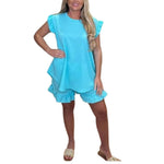 Load image into Gallery viewer, LUXE DIVA Womens Ladies Frill Sleeve Top With Shorts Two Piece Co ord Set Tracksuit 8-22