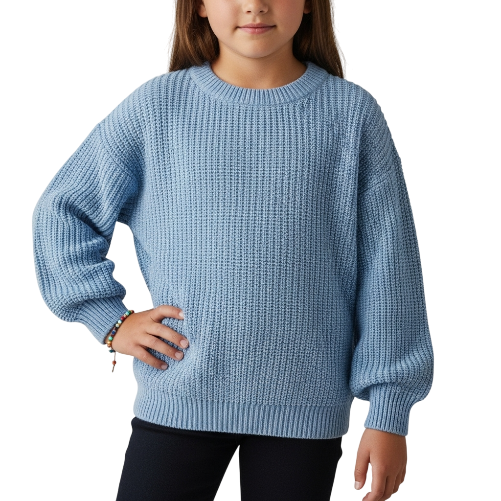 LUXE DIVA Kids Unisex Chunky Fisherman Knit Jumper – Girls Boys Long Sleeve Warm Winter Pullover Sweater – Soft Thick Cable Knit Knitwear