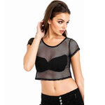 Load image into Gallery viewer, LUXE DIVA  women Ladies Fishnet Crop Tops ,Minidress Cycling Shorts & Hotpant