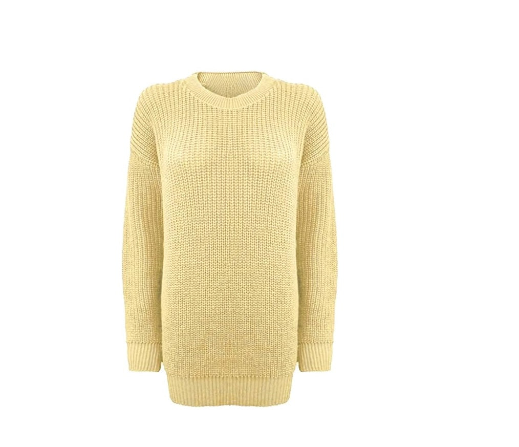 LUXE DIVA Ladies Long Knitted Tunic Jumper Dress