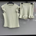 Load image into Gallery viewer, LUXEDIVA Italian Womens Ladies Frill Sleeve 2 Pcs Short Set