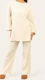 Load image into Gallery viewer, LUXE DIVA Crew Neck Wide Leg Trousers Loungewear Set Co-Ord