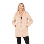 Load image into Gallery viewer, LUXE-DIVE Ladies 2 Pocket Italian Wool Look Long Sleeve Collared Front Button Jacket Coat