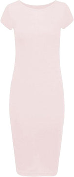 Load image into Gallery viewer, LUXE DIVA Ladies Scoop Neck Bodycon Dress Cap Sleeve Slim Fit Midi Dress Womens Plus Size Plain Stretch Ladies Jersey Midi Dress Sizes 8-26