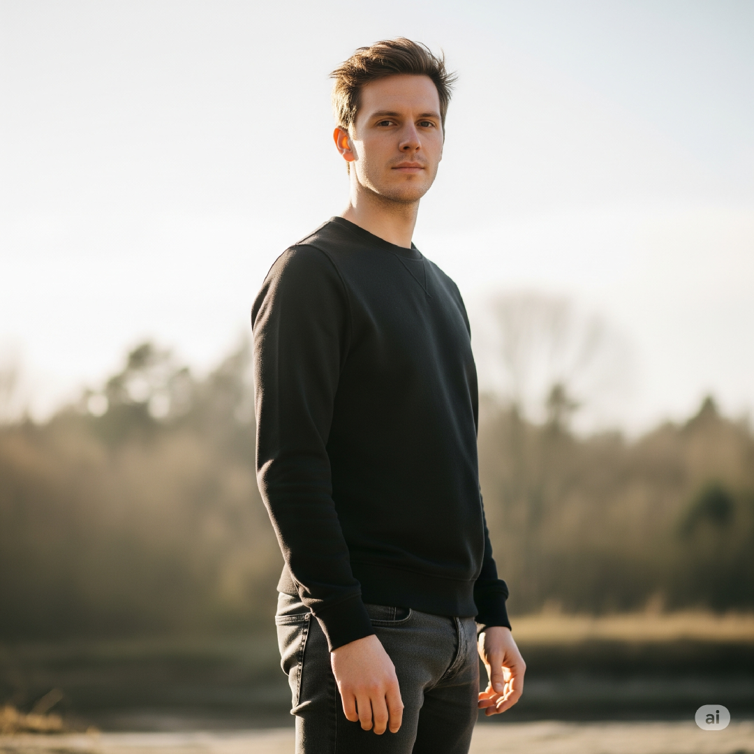 LUXE DIVA Men's Long Sleeve Crew Neck Sweatshirt – Classic Fit, Soft Cotton Blend, Casual Daily Wear, Long Sleeve Pullover – Stylish & Comfortable Layer