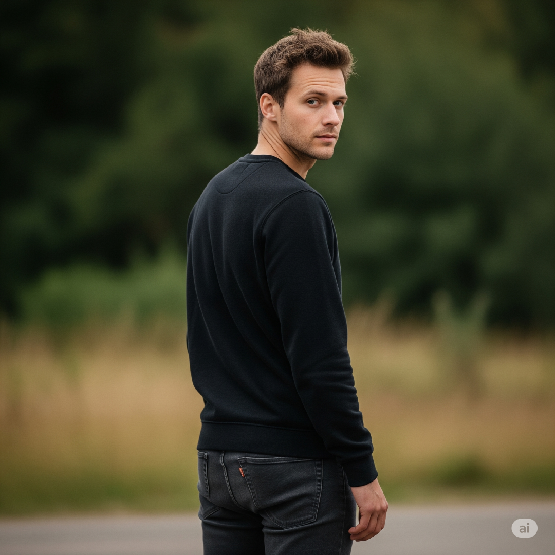 LUXE DIVA Men's Long Sleeve Crew Neck Sweatshirt – Classic Fit, Soft Cotton Blend, Casual Daily Wear, Long Sleeve Pullover – Stylish & Comfortable Layer