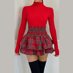 Load image into Gallery viewer, LUXE DIVA Women Ladies Frill Mini RARA Skirt Tartan Check Pleat Gathering Mini Party Skirt