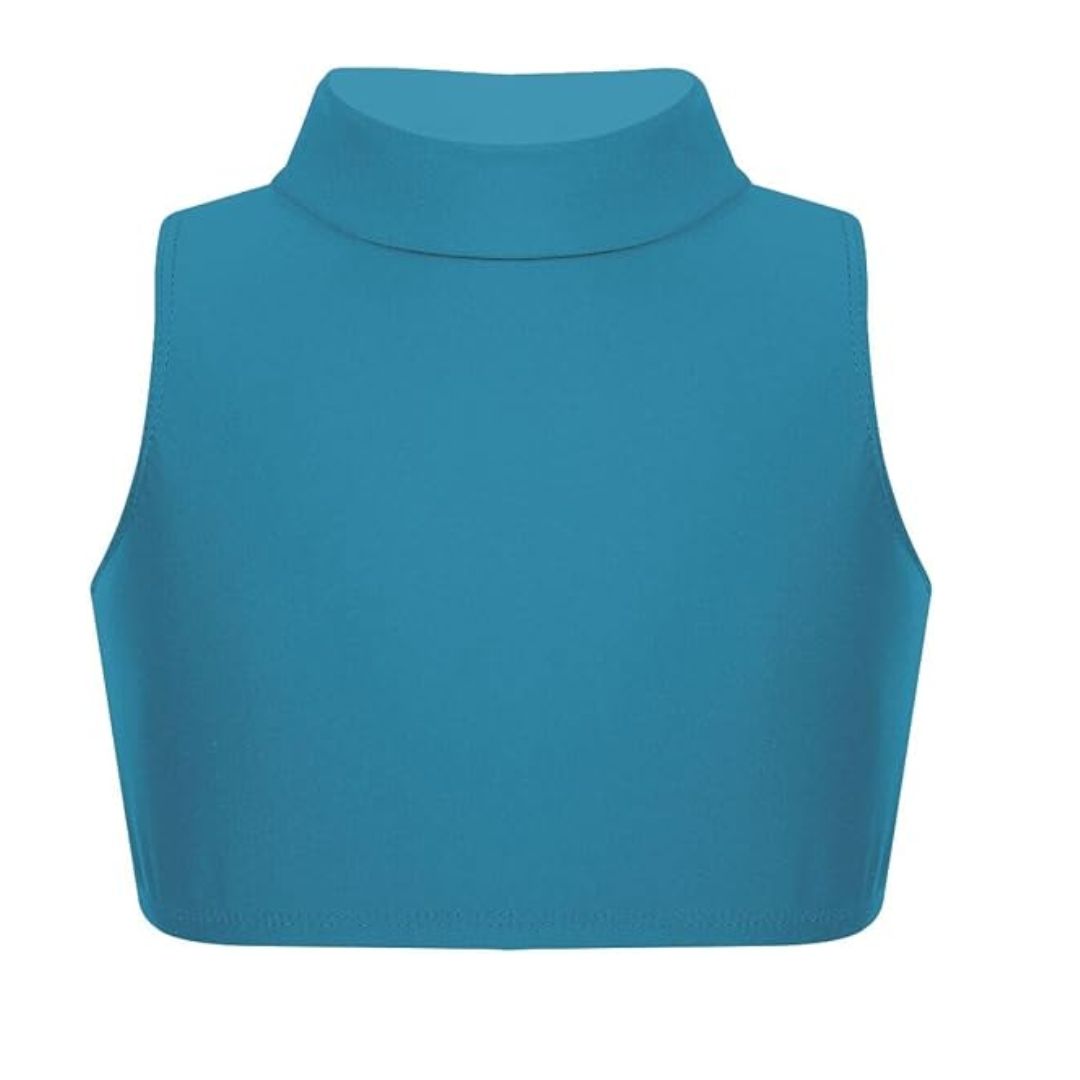 LUXE DIVA Girls Gymnastics Crop Tops – Kids Sleeveless Turtle Neck Crop Top for Dance, Yoga, Sports, Running – Plain Summer Vest Activewear for Girls Ages 5-13 Years