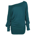 Load image into Gallery viewer, LUXE DIVA One Off-Shoulder Tops with Long Sleeves, Off Shoulder Batwing Jumper, Ladies Batwing Top in Black, Red, White Plus 21 Colors More UK