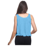 Load image into Gallery viewer, LUXE DIVA Women’s Gathered Round Scoop Neckline Swing Trim Sleeveless Plain Tank Top Wide Straps Ladies Elastic Bubble Hem Summer Camisole Baggy Vest Blouse Top