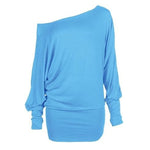 Load image into Gallery viewer, LUXE DIVA One Off-Shoulder Tops with Long Sleeves, Off Shoulder Batwing Jumper, Ladies Batwing Top in Black, Red, White Plus 21 Colors More UK