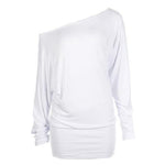 Load image into Gallery viewer, LUXE DIVA One Off-Shoulder Tops with Long Sleeves, Off Shoulder Batwing Jumper, Ladies Batwing Top in Black, Red, White Plus 21 Colors More UK